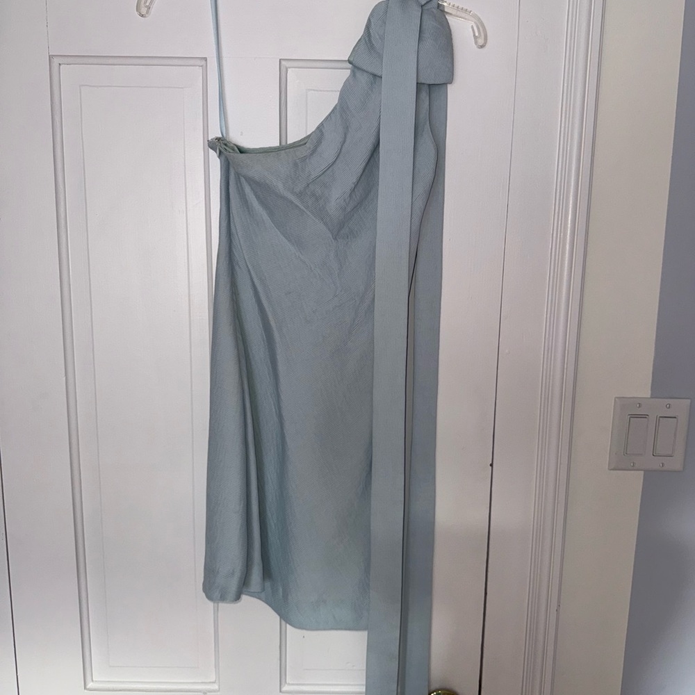 STAUD One-Shoulder Light Blue Dress